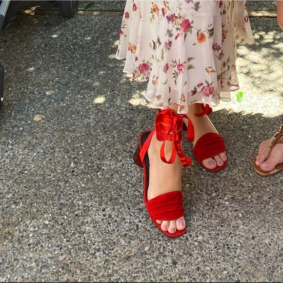 Via Spiga red lace up V-Nova rouge heels sandals - Picture 7 of 7